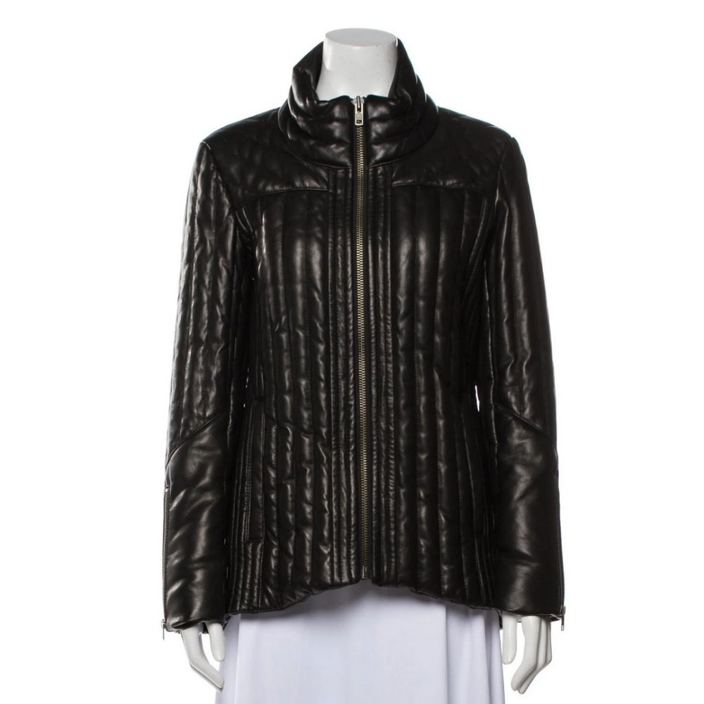 Helmut Lang Leather Puffer Down Jacket - Black